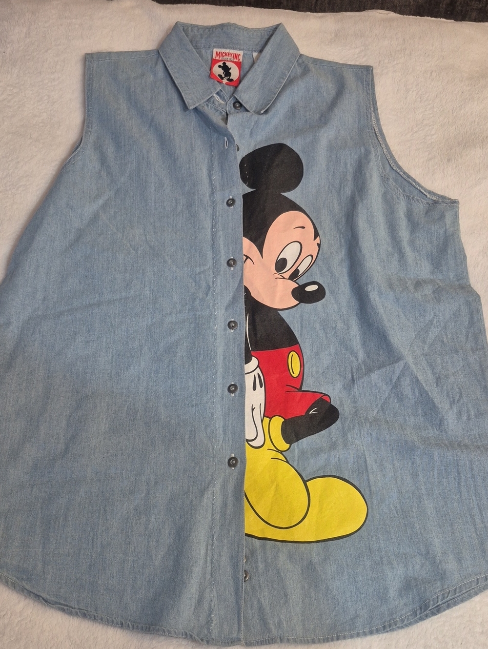 Mickey, Inc. Light Blue Denim Shirt - Mickey Logo Sz. XL